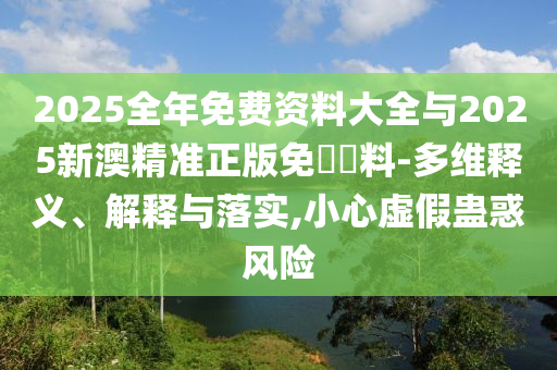 2025全年免費資料大全與2025新澳精準正版免費資料-多維釋義、解釋與落實,小心虛假蠱惑風險